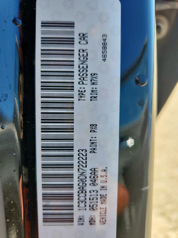 2013 Chrysler 200 Lx VIN: 1C3CCBAG0DN722223 Lot: 92219775