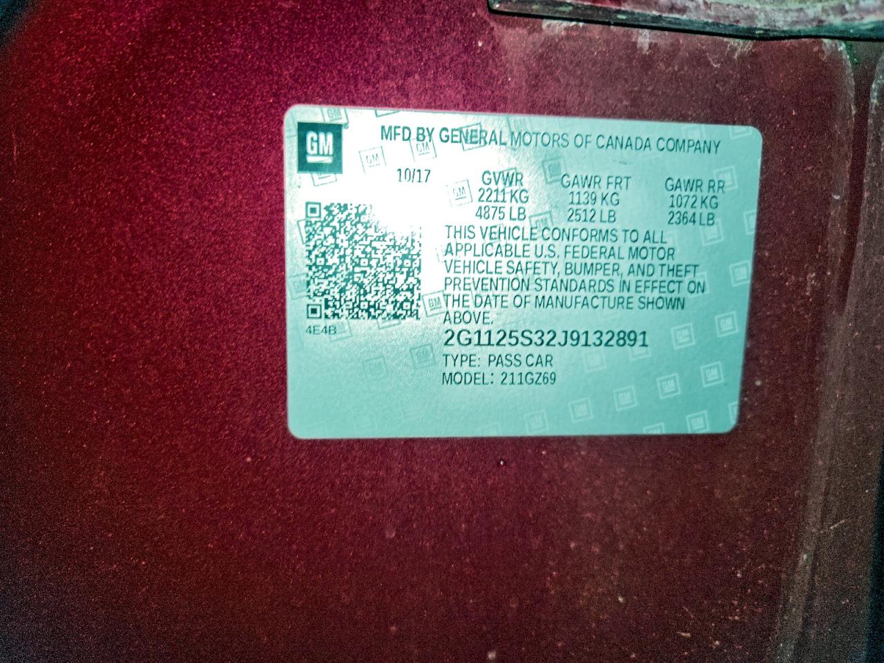 2018 Chevrolet Impala Premier VIN: 2G1125S32J9132891 Lot: 94555485