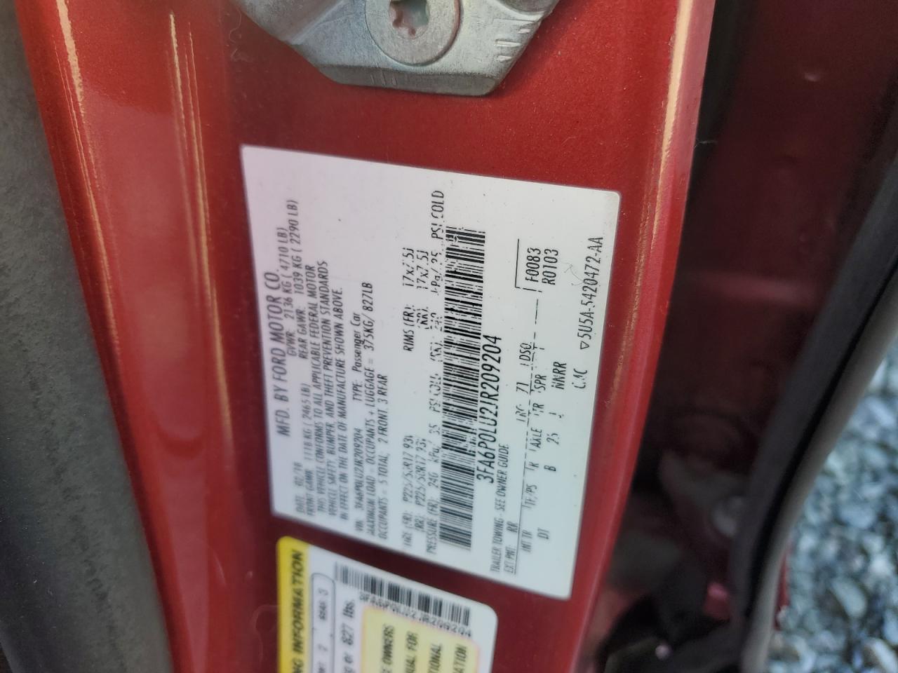 2018 Ford Fusion Se Hybrid VIN: 3FA6P0LU2JR209204 Lot: 90916865