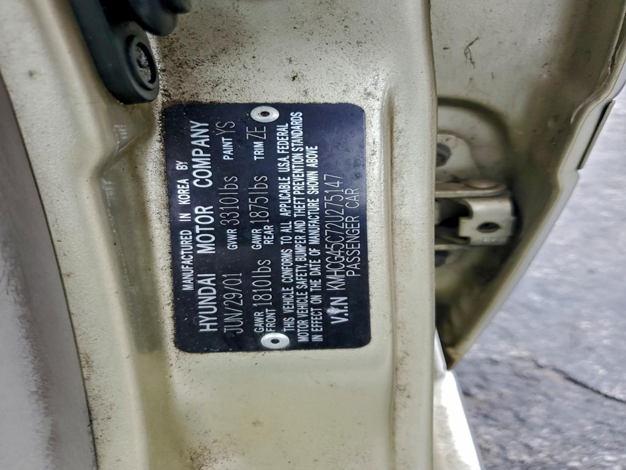 2002 Hyundai Accent Gl VIN: KMHCG45C72U275147 Lot: 93952935