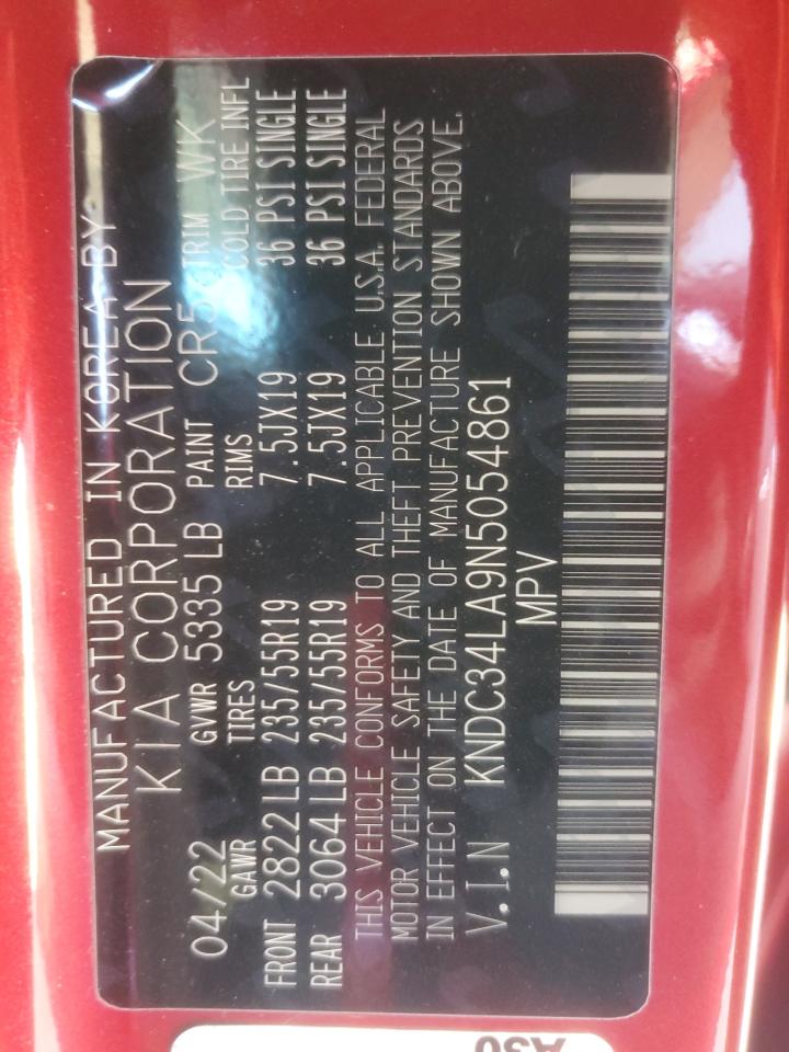 2022 Kia Ev6 Light VIN: KNDC34LA9N5054861 Lot: 92268435