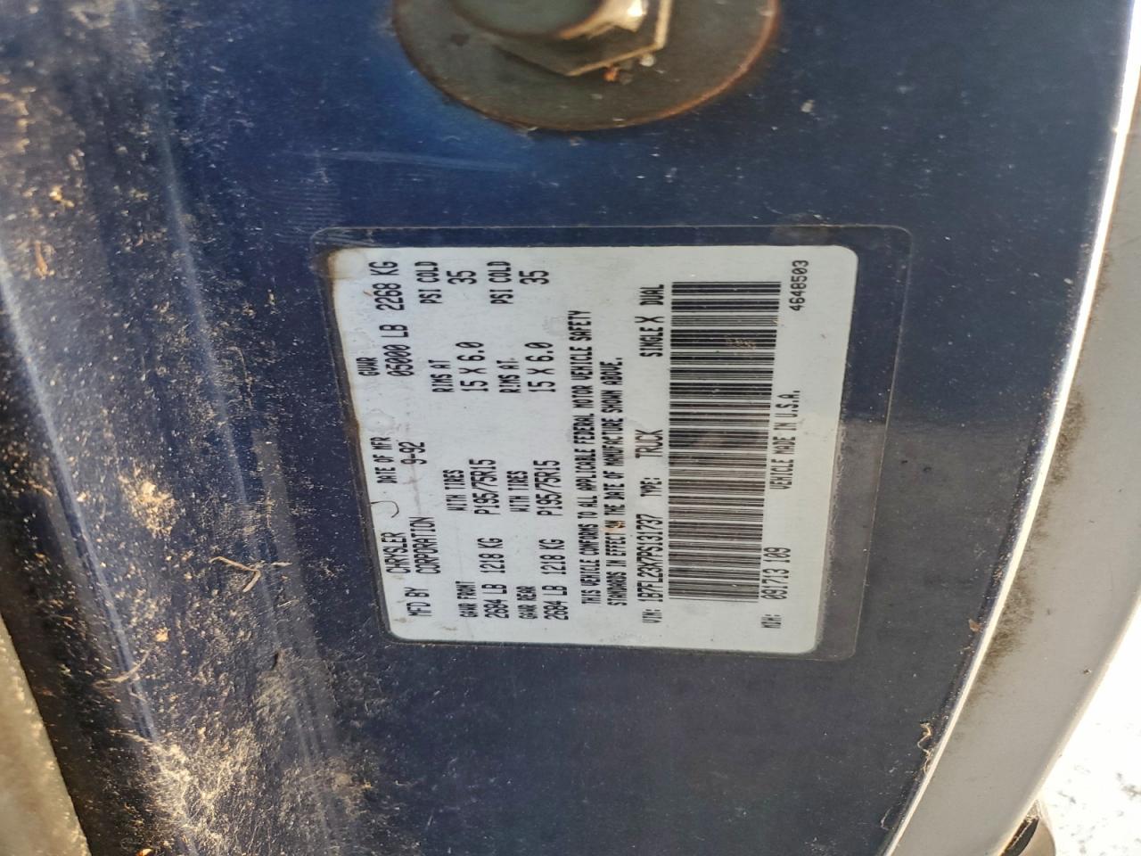 1993 Dodge Dakota VIN: 1B7FL23X7PS131737 Lot: 90746765