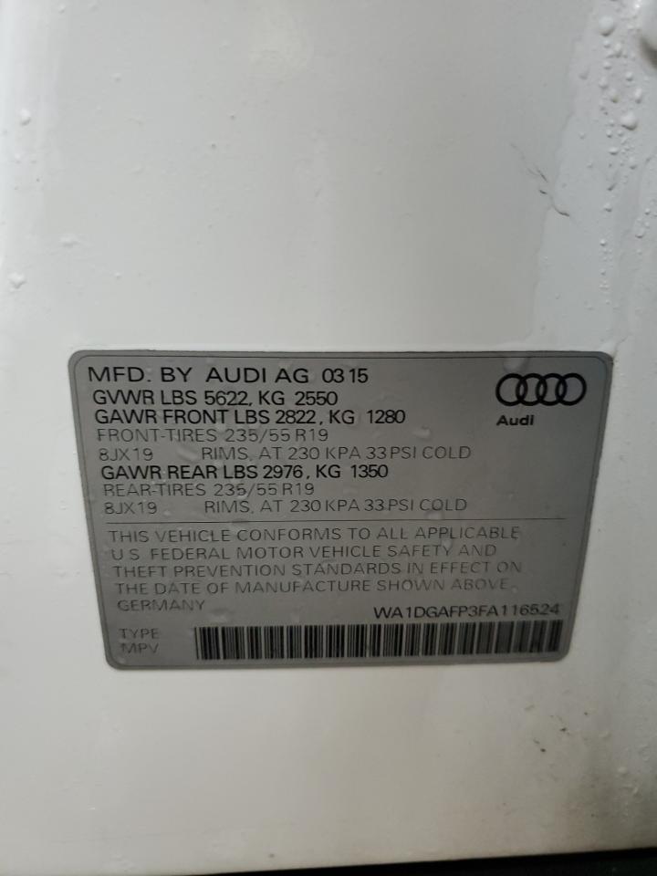 2015 Audi Q5 Premium Plus VIN: WA1DGAFP3FA116524 Lot: 92847625