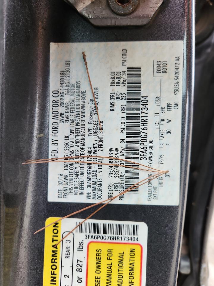 2017 Ford Fusion S VIN: 3FA6P0G76HR173404 Lot: 92033085