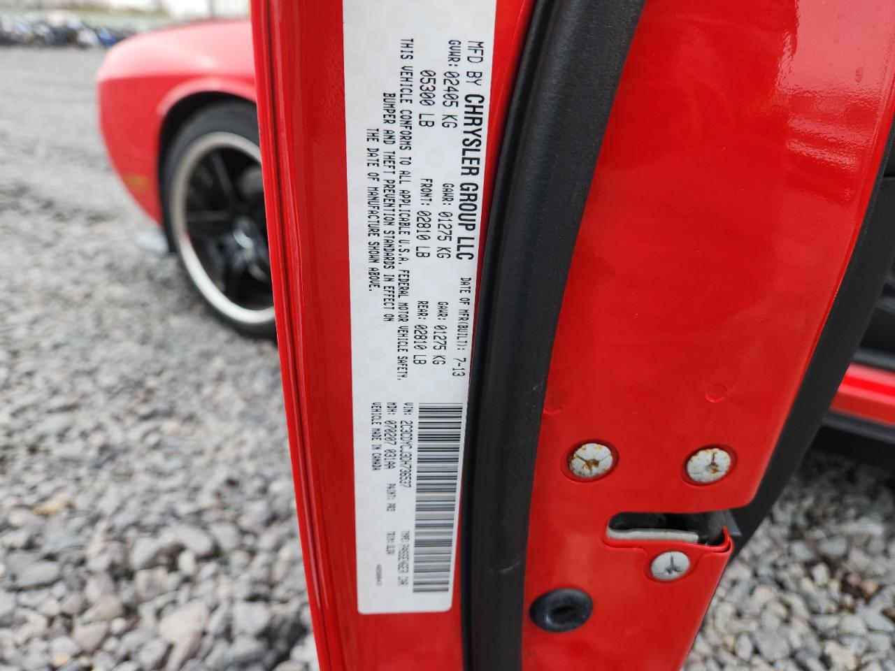 2013 Dodge Challenger Srt-8 VIN: 2C3CDYCJ3DH736537 Lot: 93652275