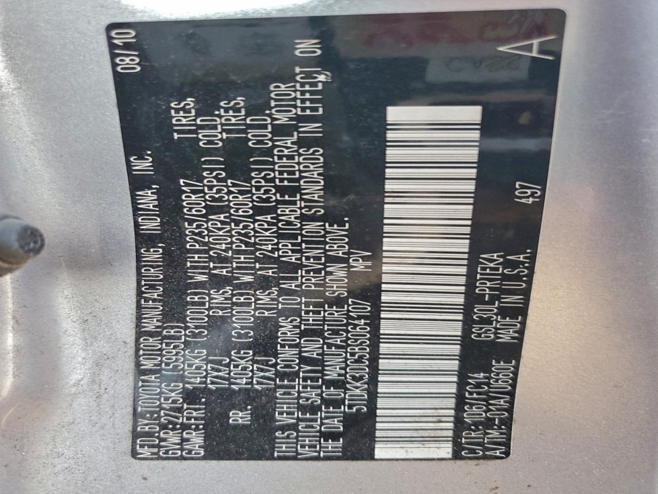 2011 Toyota Sienna Le VIN: 5TDKK3DC5BS064107 Lot: 93908005