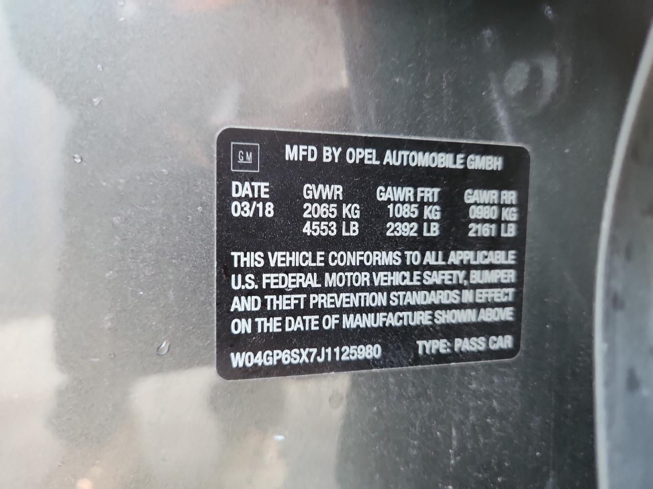 2018 Buick Regal Essence VIN: W04GP6SX7J1125980 Lot: 92289475