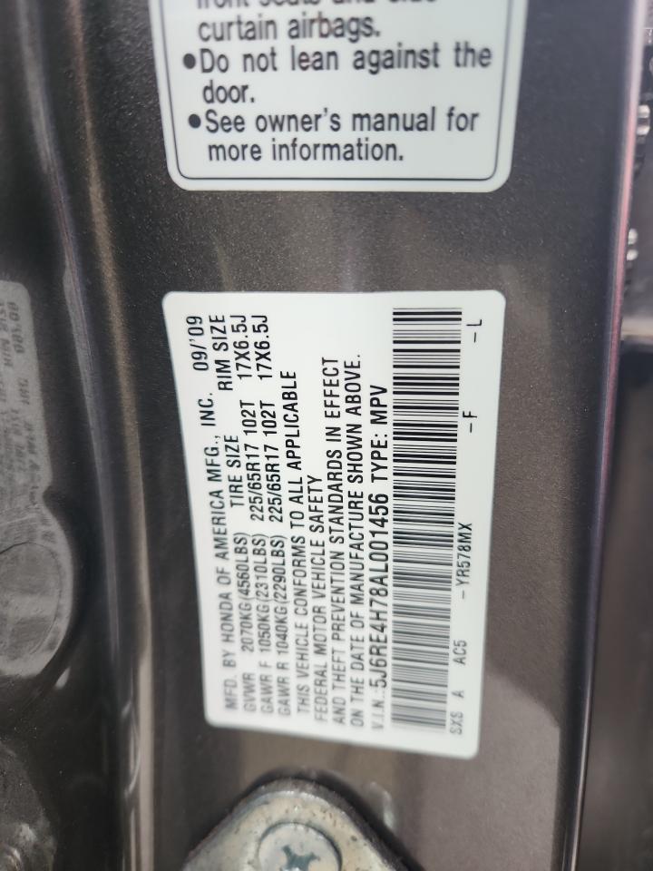 2010 Honda Cr-V Exl VIN: 5J6RE4H78AL001456 Lot: 90781085