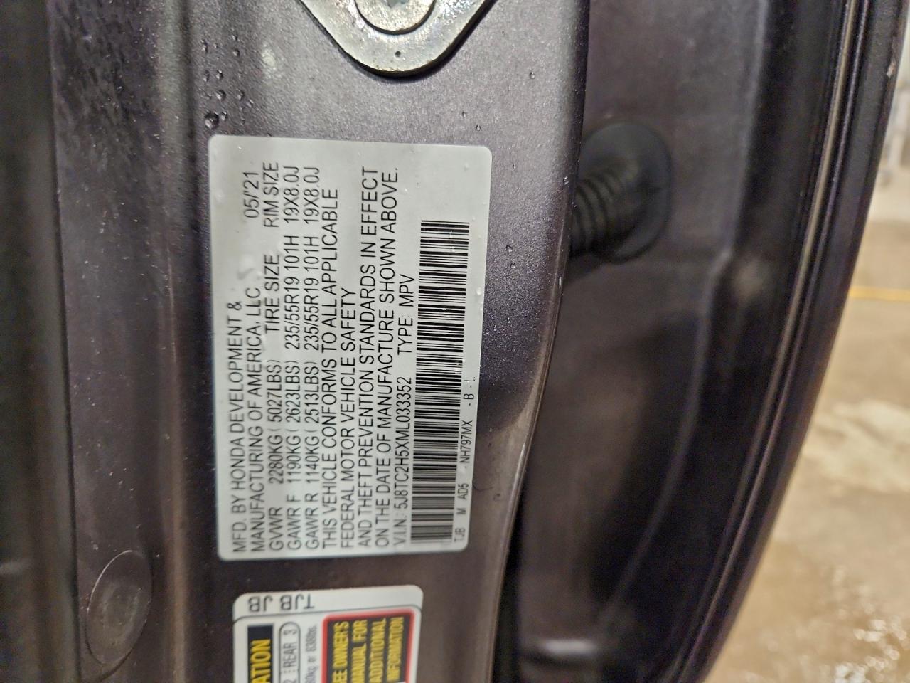 2021 Acura Rdx Technology VIN: 5J8TC2H5XML033352 Lot: 94415515