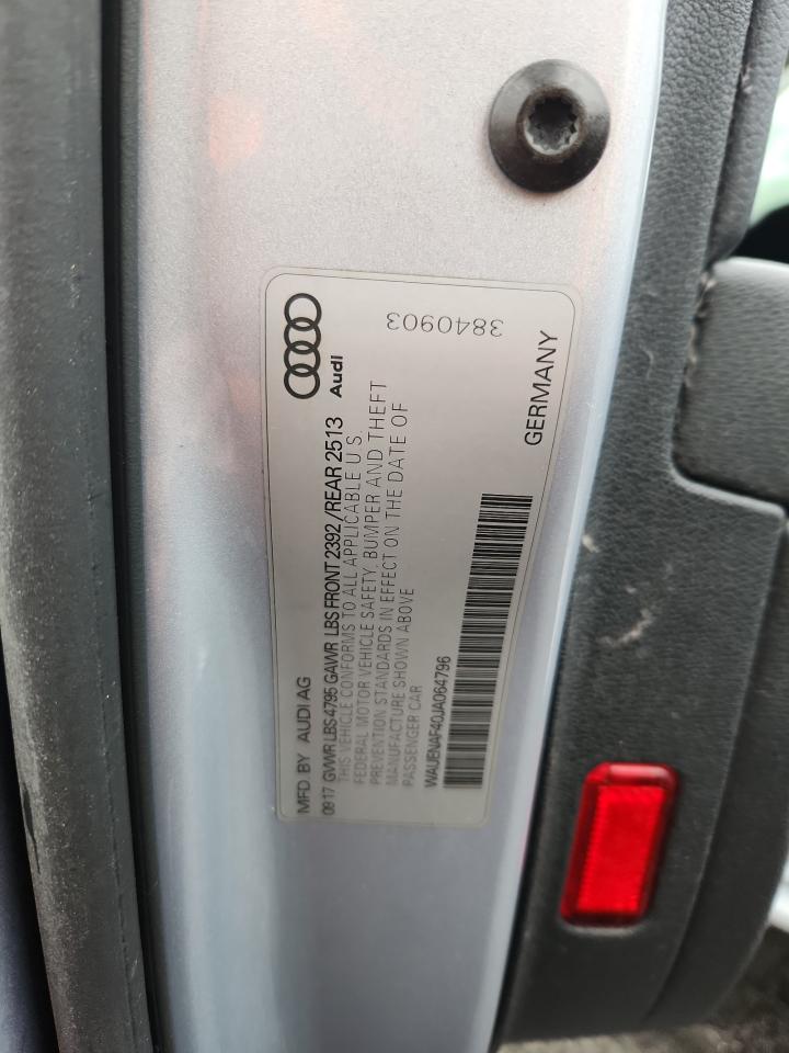 2018 Audi A4 Premium Plus VIN: WAUENAF40JA064796 Lot: 93658715