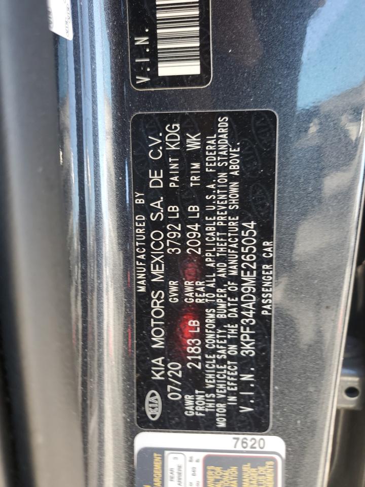 2021 Kia Forte Gt Line VIN: 3KPF34AD9ME265054 Lot: 93200825