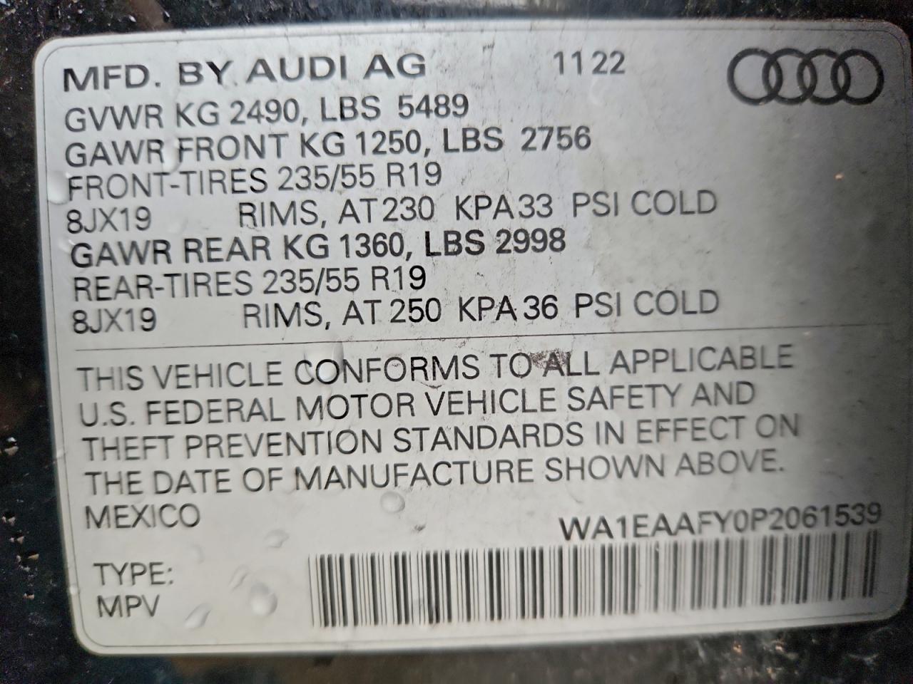 2023 Audi Q5 Premium Plus 45 VIN: WA1EAAFY0P2061539 Lot: 91930865