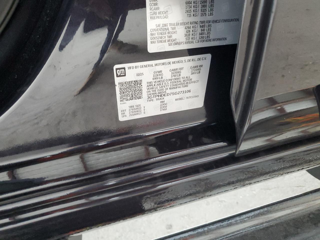 2025 GMC Sierra C1500 Slt VIN: 3GTPHDED7SG273106 Lot: 91226435