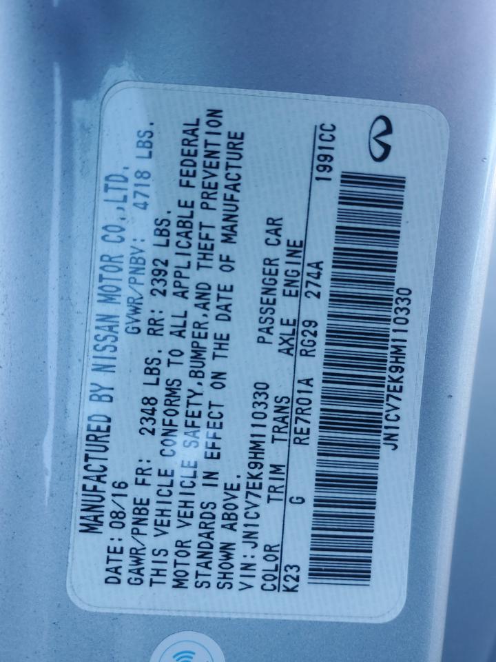 2017 Infiniti Q60 Base VIN: JN1CV7EK9HM110330 Lot: 92043775