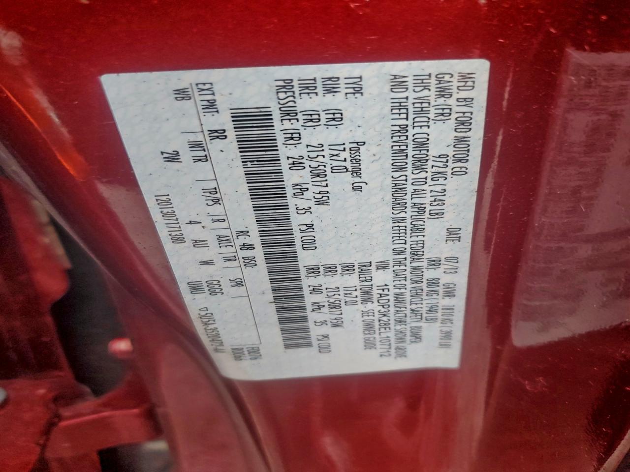 2014 Ford Focus Se VIN: 1FADP3K28EL107712 Lot: 93143685