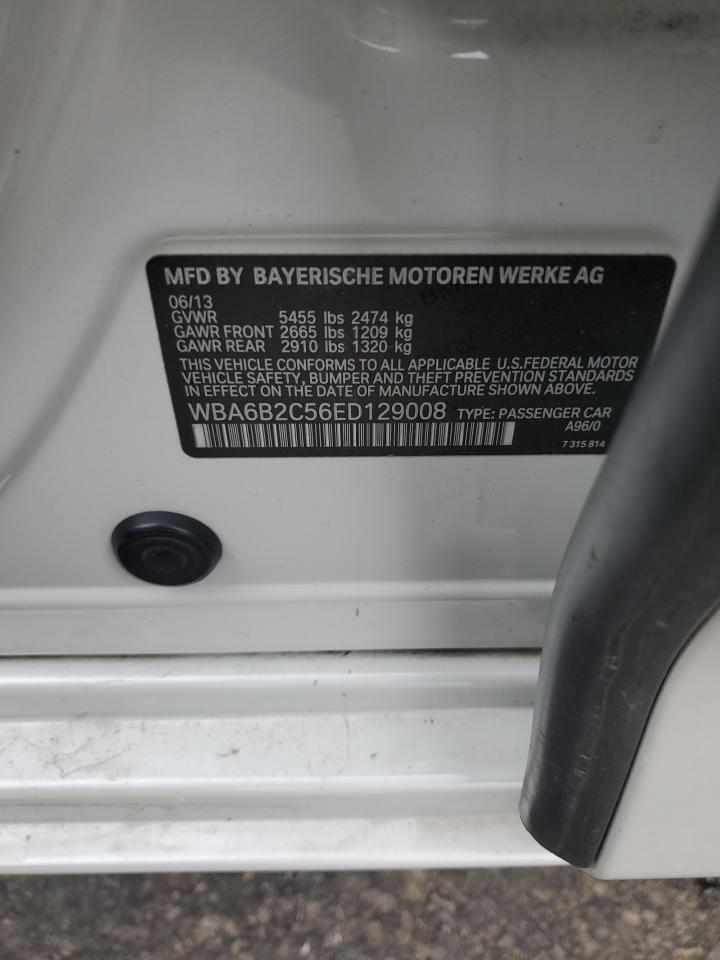 2014 BMW 650 I Gran Coupe VIN: WBA6B2C56ED129008 Lot: 93859705