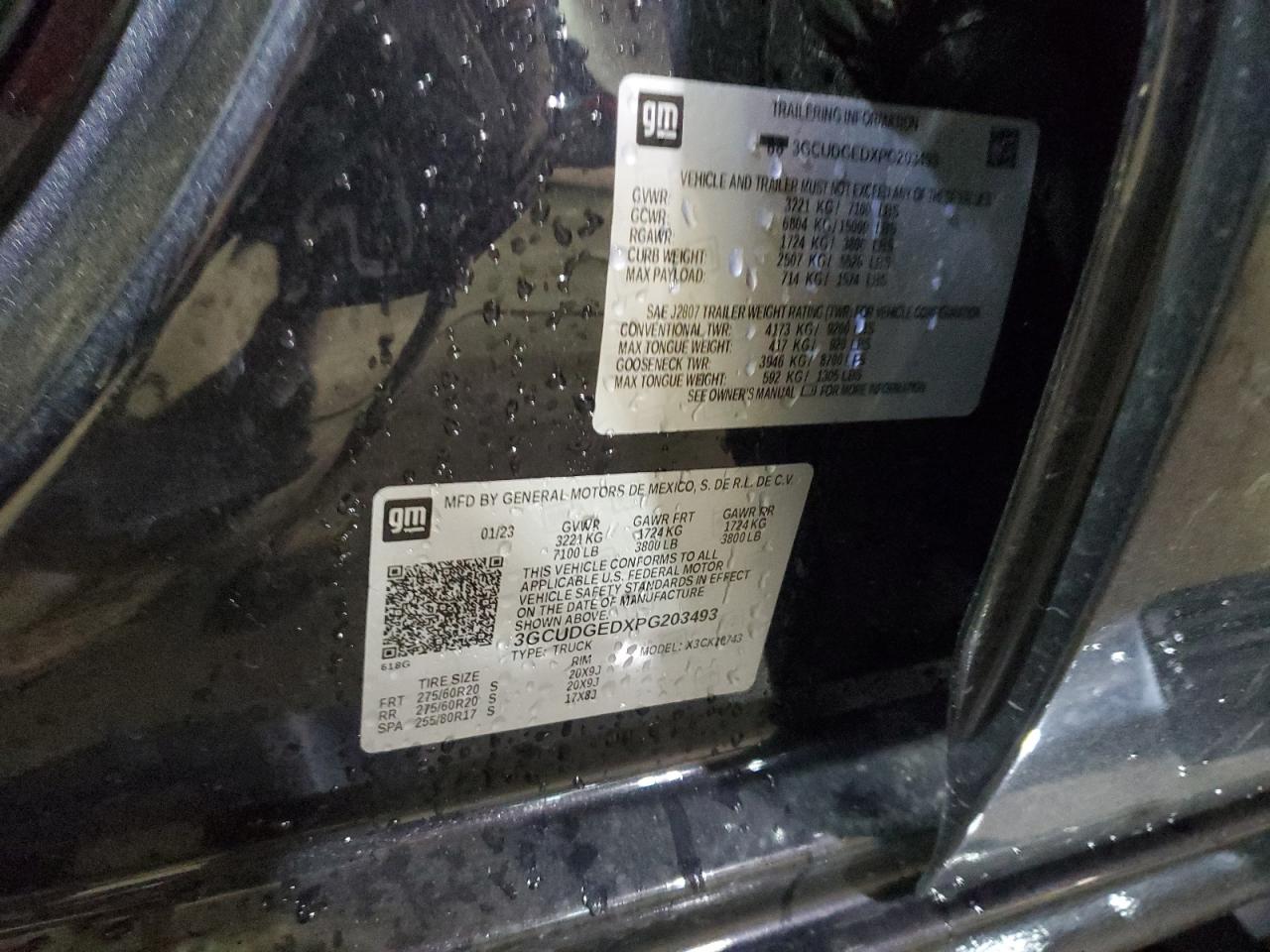 2023 Chevrolet Silverado K1500 Ltz VIN: 3GCUDGEDXPG203493 Lot: 92053855