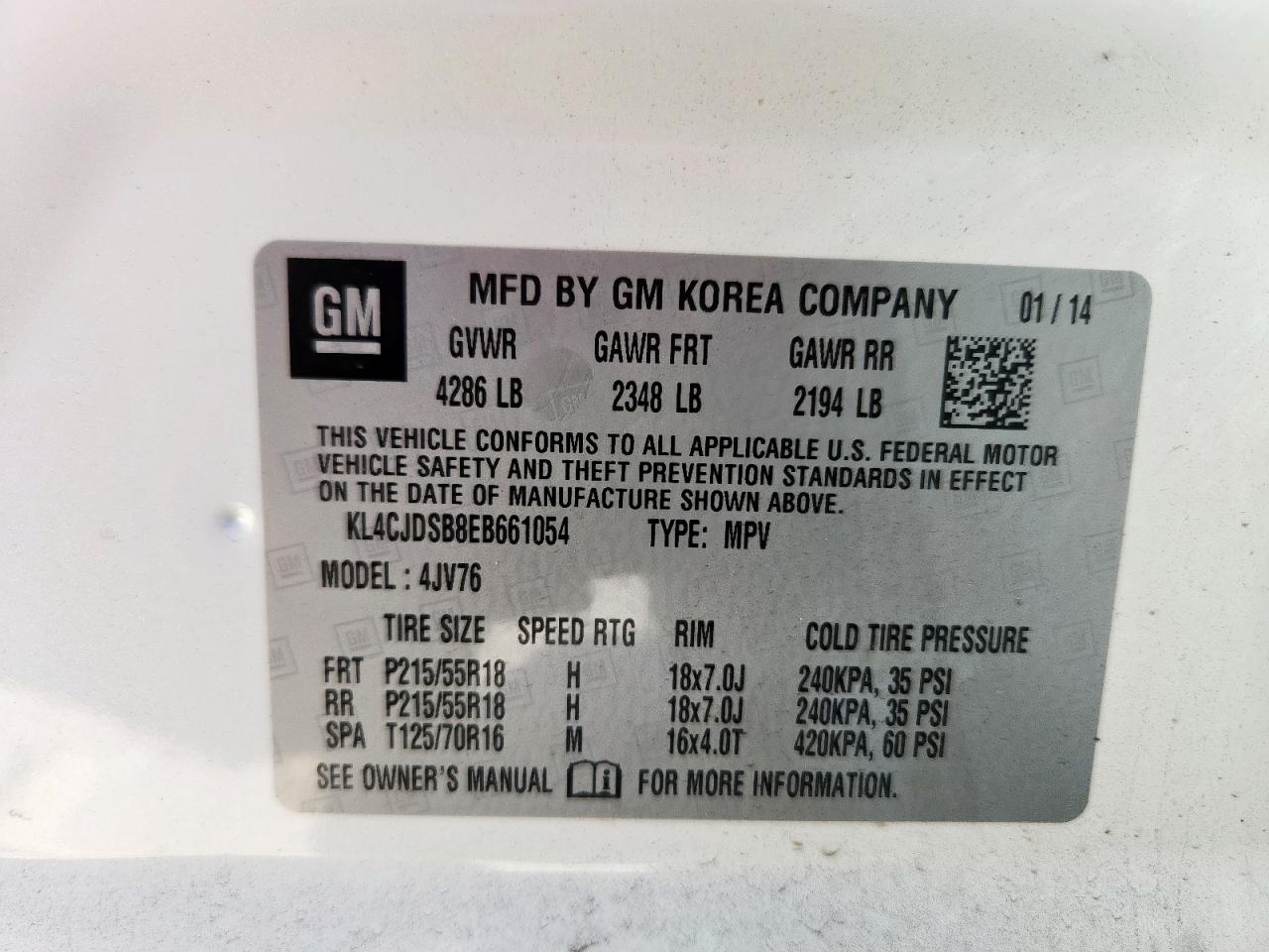 2014 Buick Encore Premium VIN: KL4CJDSB8EB661054 Lot: 89440075