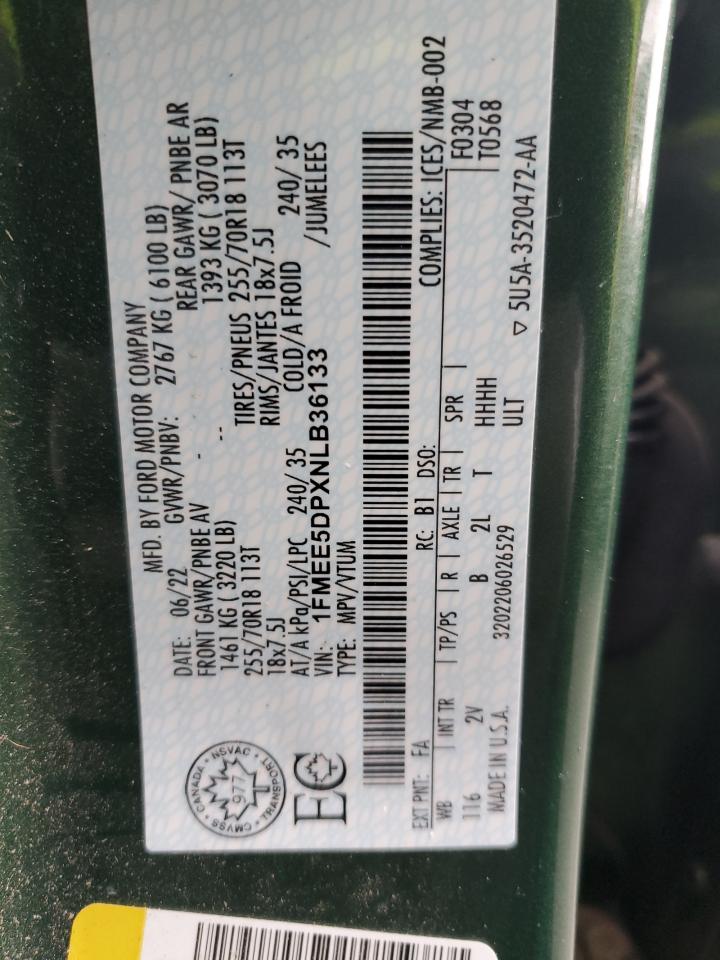 2022 Ford Bronco Base VIN: 1FMEE5DPXNLB36133 Lot: 92297145