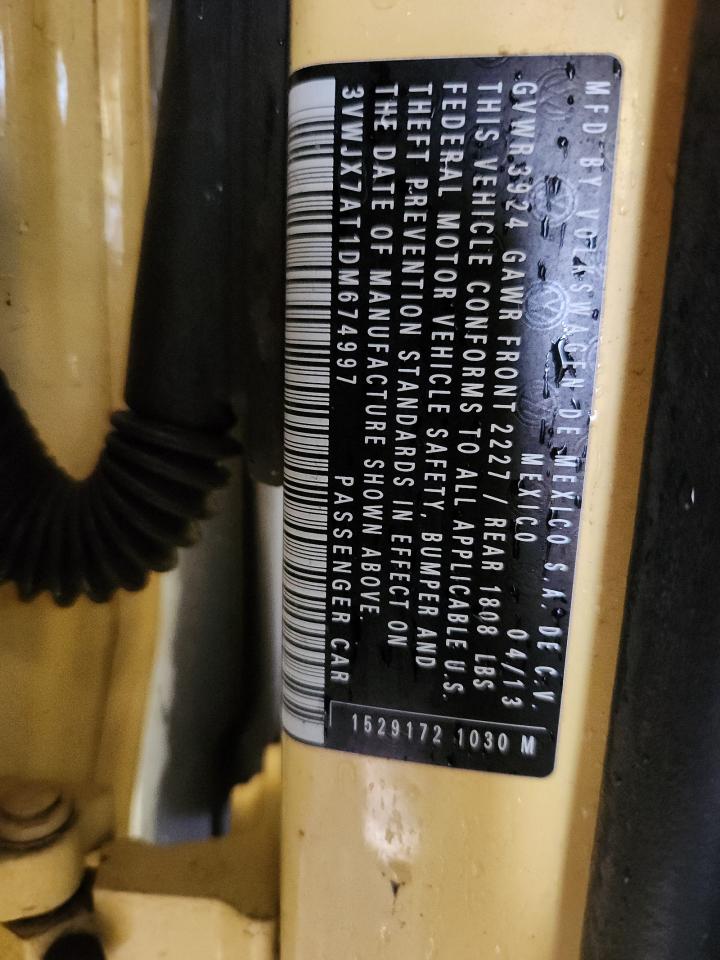 2013 Volkswagen Beetle VIN: 3VWJX7AT1DM674997 Lot: 92725805