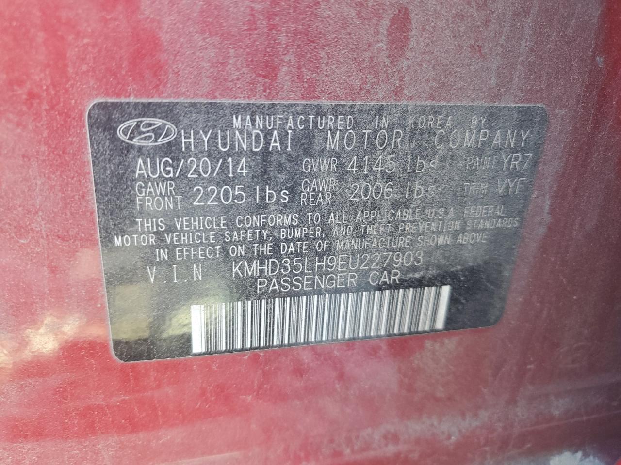 2014 Hyundai Elantra Gt VIN: KMHD35LH9EU227903 Lot: 93304195