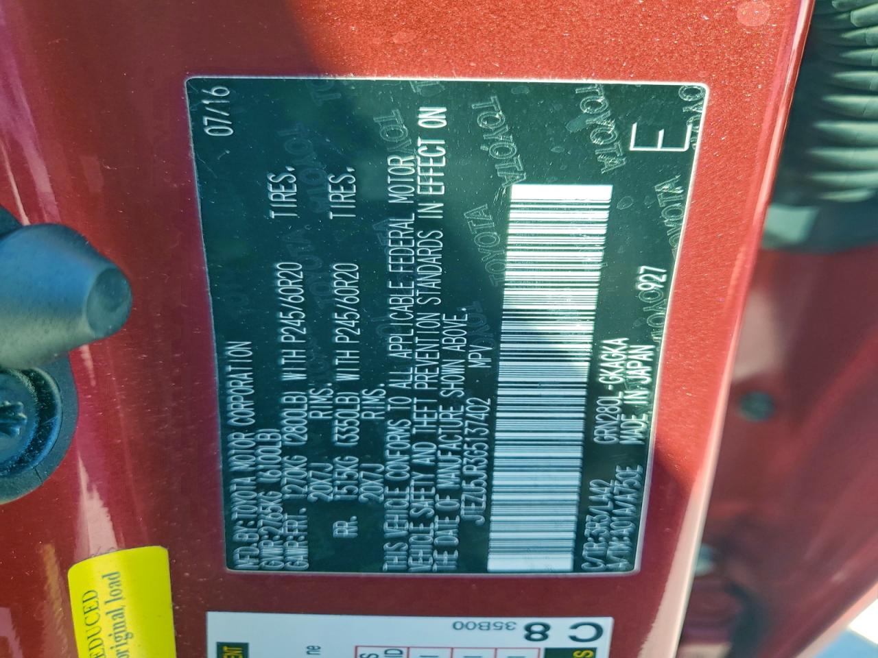 2016 Toyota 4Runner Sr5 VIN: JTEZU5JR3G5137402 Lot: 94636375