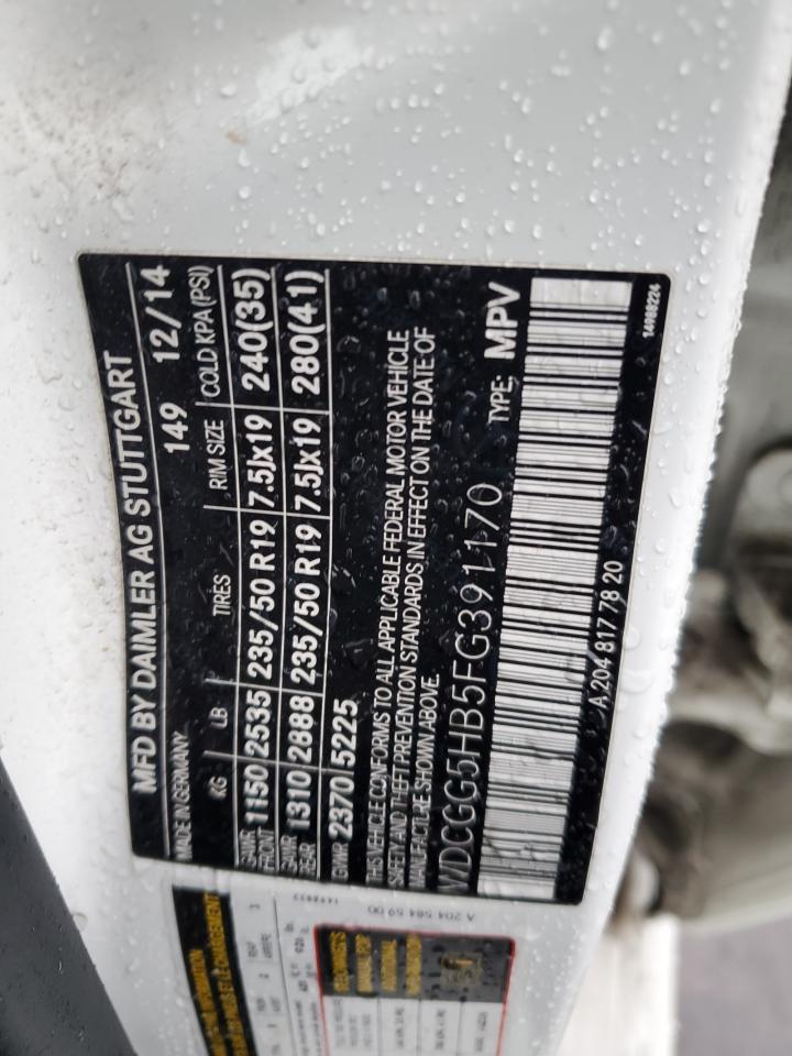 2015 Mercedes-Benz Glk 350 VIN: WDCGG5HB5FG391170 Lot: 92885455