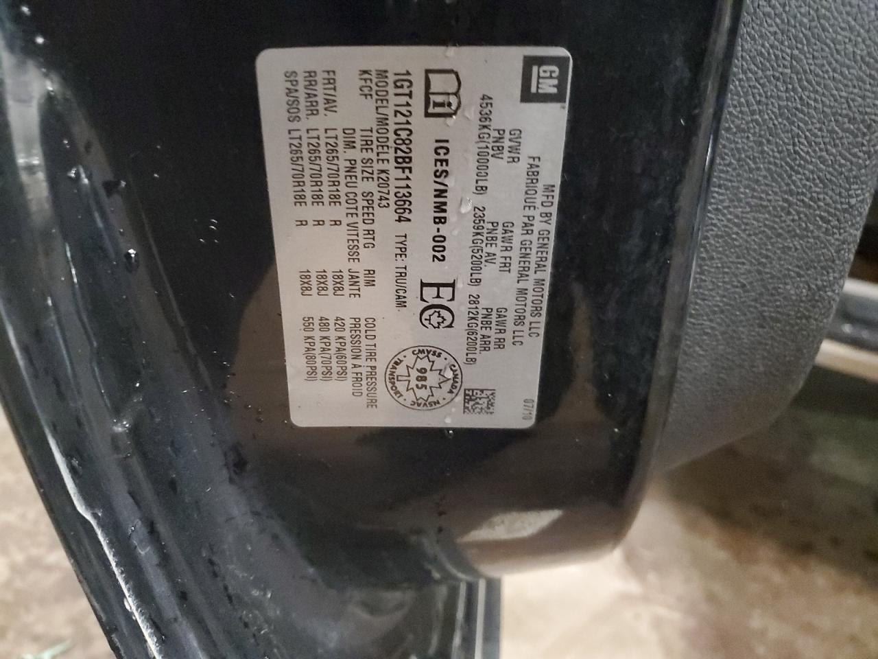 2011 GMC Sierra K2500 Slt VIN: 1GT121C82BF113664 Lot: 85409665