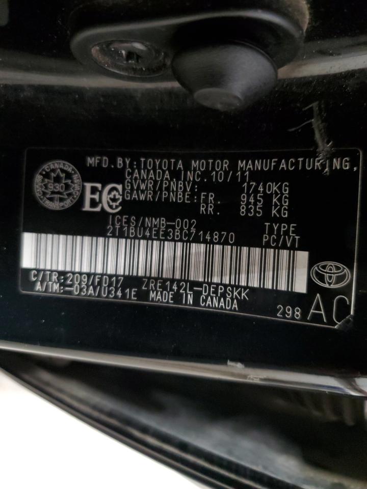 2011 Toyota Corolla Base VIN: 2T1BU4EE3BC714870 Lot: 91500105