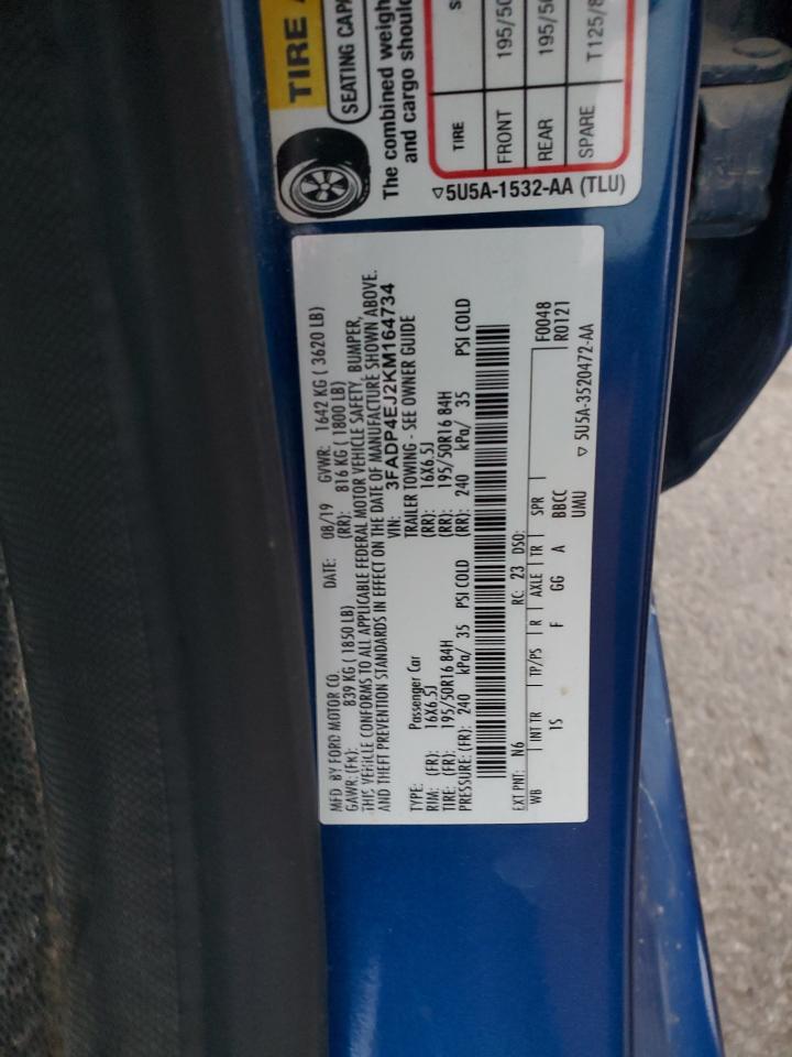 2019 Ford Fiesta Se VIN: 3FADP4EJ2KM164734 Lot: 92656845