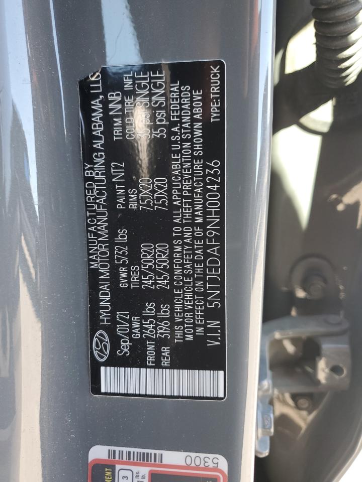 2022 Hyundai Santa Cruz Limited VIN: 5NTJEDAF9NH004236 Lot: 92098765