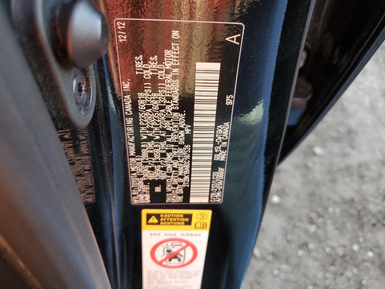 2013 Lexus Rx 350 Base VIN: 2T2BK1BA8DC187526 Lot: 92281135