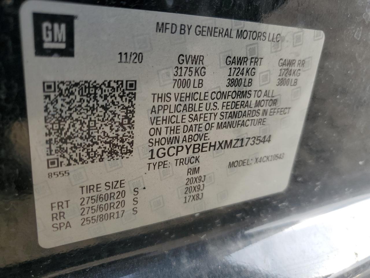 2021 Chevrolet Silverado K1500 Custom VIN: 1GCPYBEHXMZ173544 Lot: 91781585