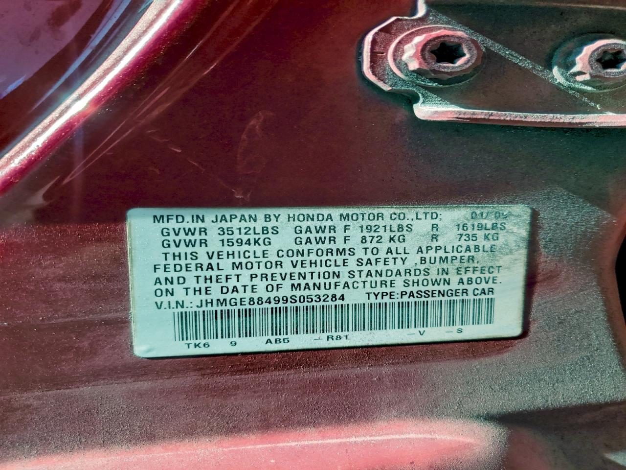 2009 Honda Fit Sport VIN: JHMGE88499S053284 Lot: 94058615