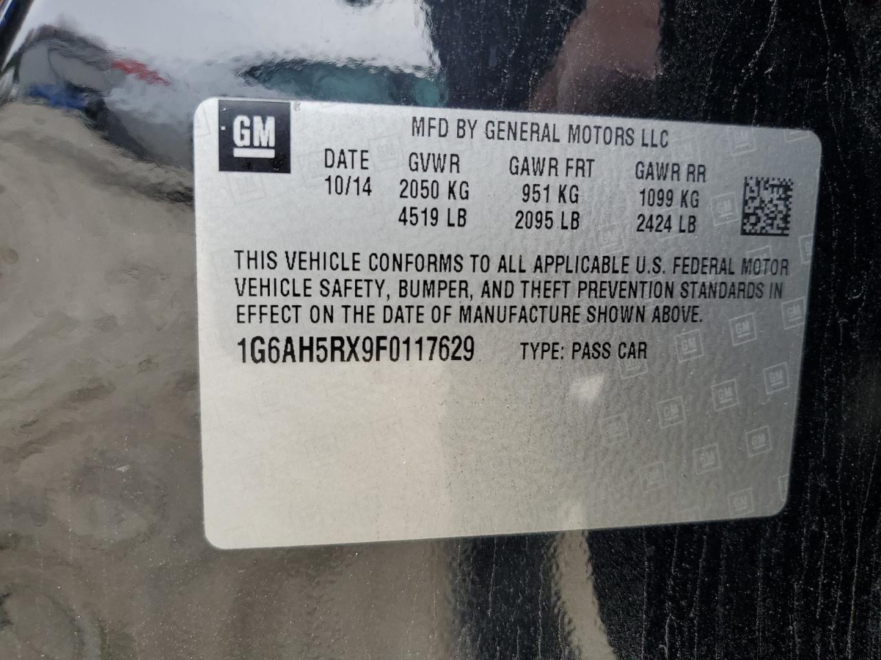 2015 Cadillac Ats Luxury VIN: 1G6AH5RX9F0117629 Lot: 93571295