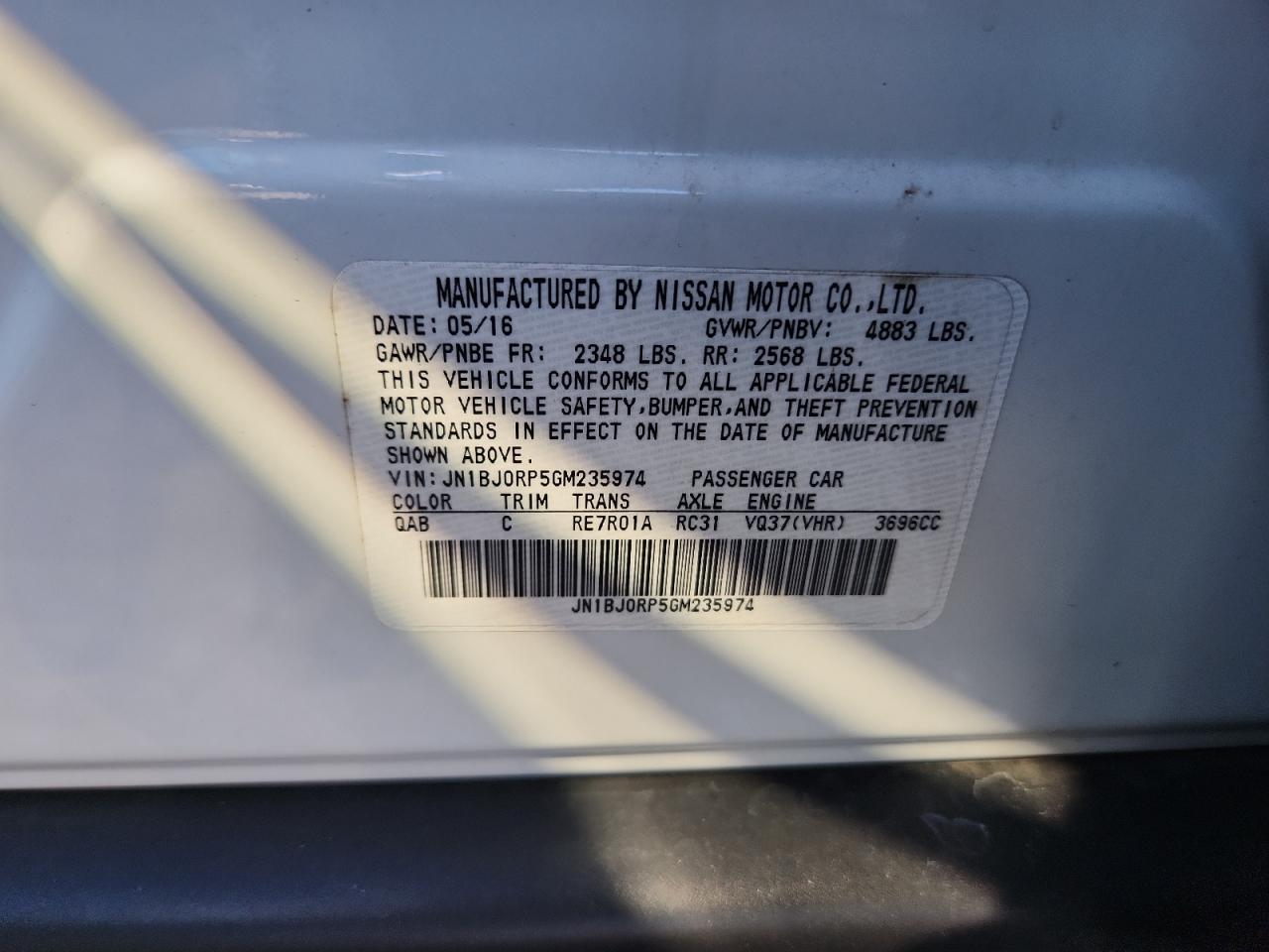 2016 Infiniti Qx50 VIN: JN1BJ0RP5GM235974 Lot: 92784055