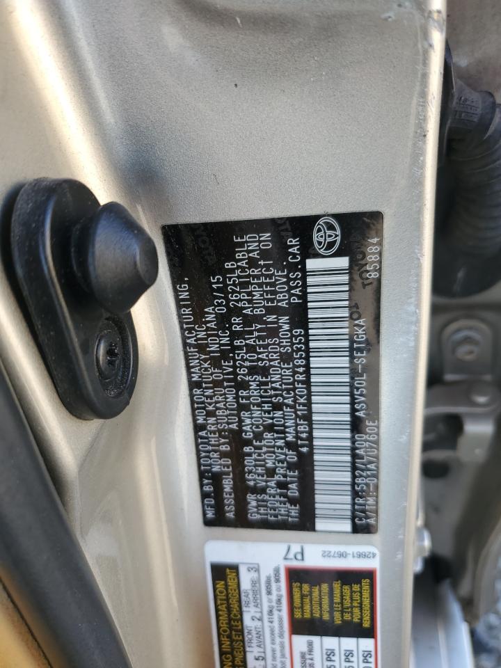 2015 Toyota Camry Le VIN: 4T4BF1FK0FR485359 Lot: 92571955