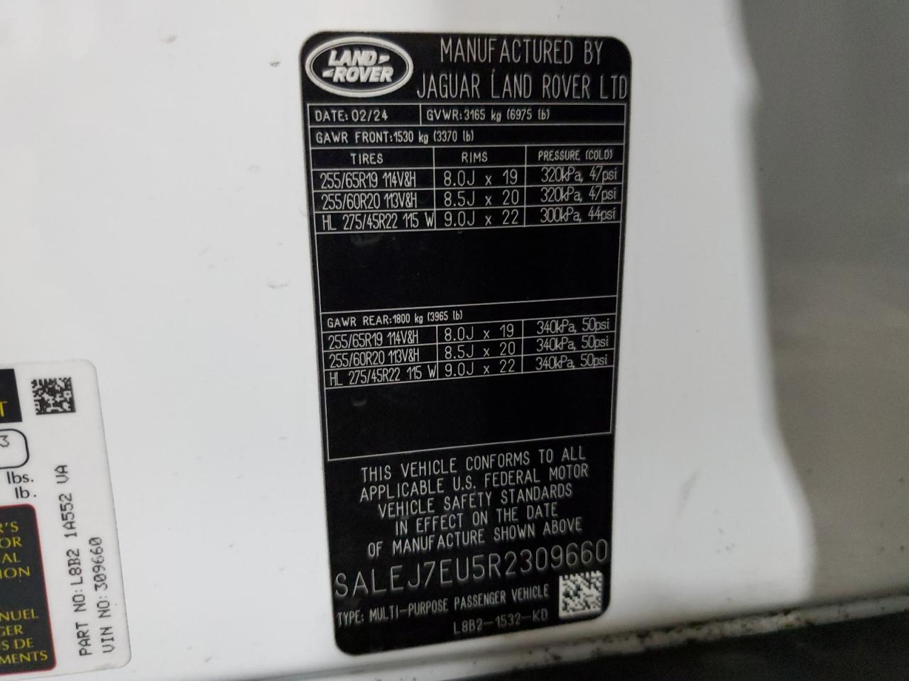 2024 Land Rover Defender 110 S VIN: SALEJ7EU5R2309660 Lot: 91088965