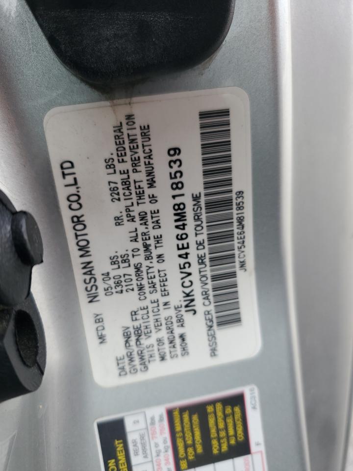 2004 Infiniti G35 VIN: JNKCV54E64M818539 Lot: 92317485