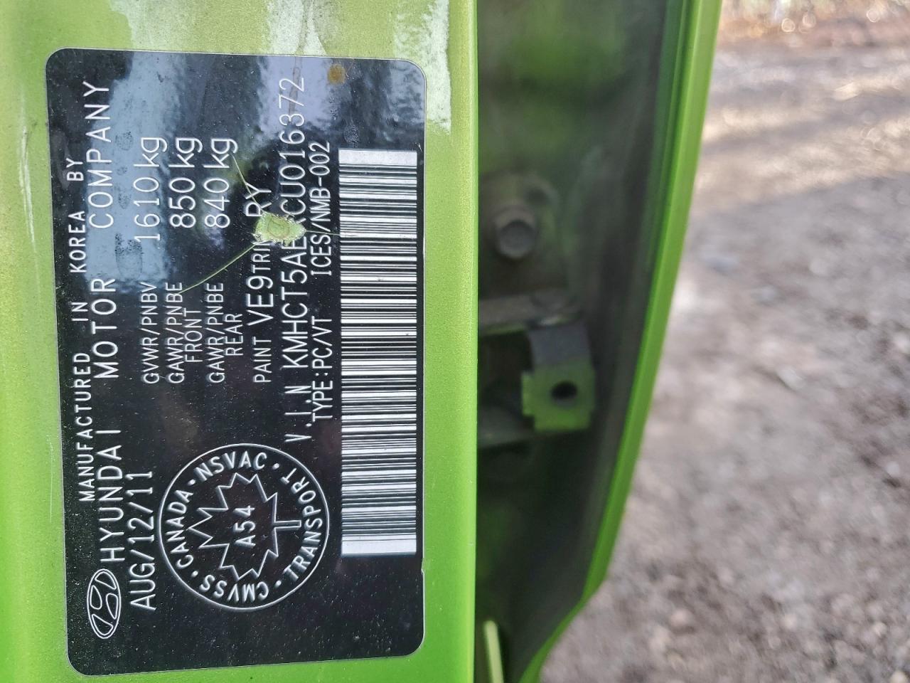 2012 Hyundai Accent Gls VIN: KMHCT5AEXCU016372 Lot: 91740155