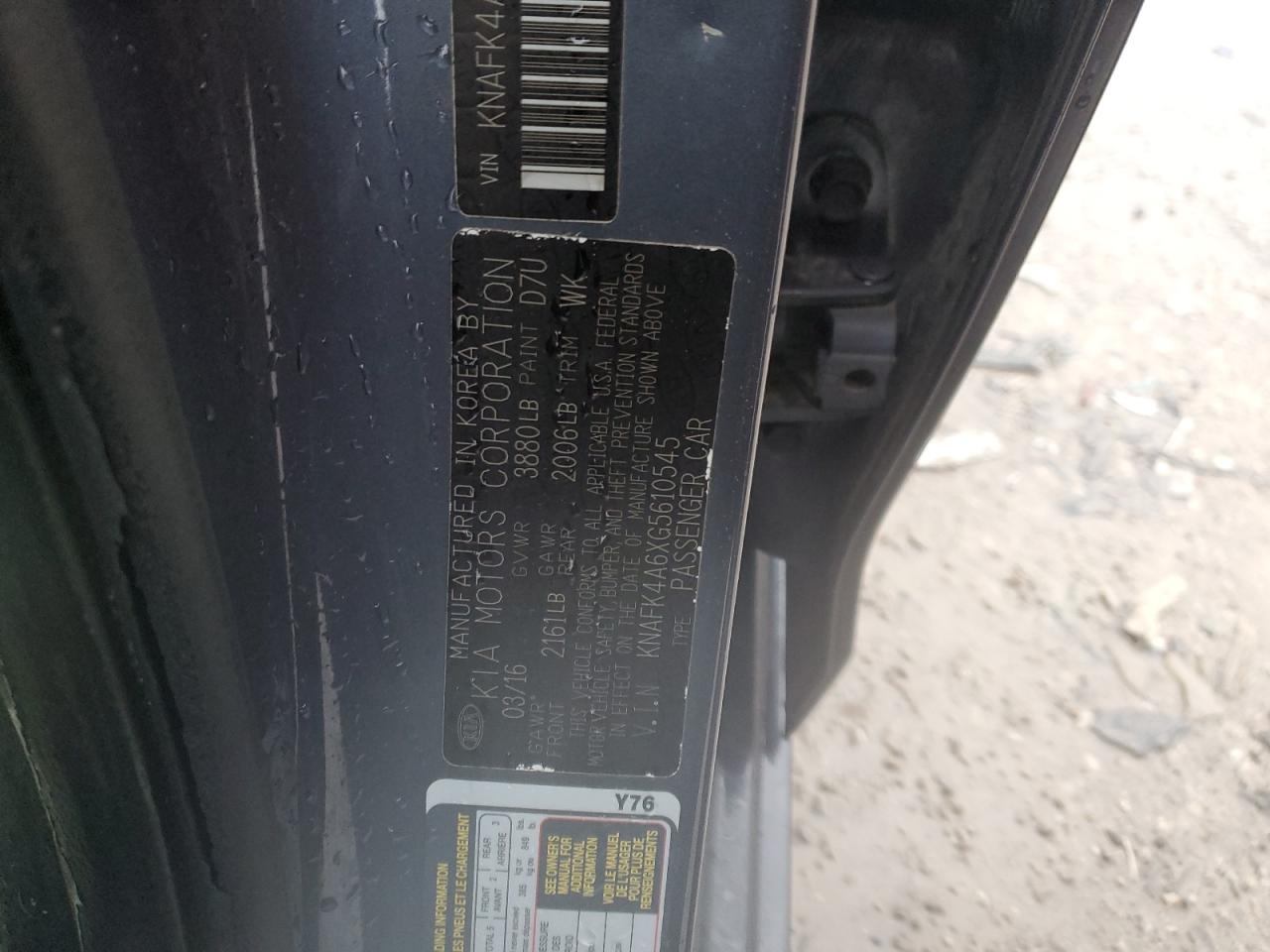 2016 Kia Forte Lx VIN: KNAFK4A6XG5610545 Lot: 93309035