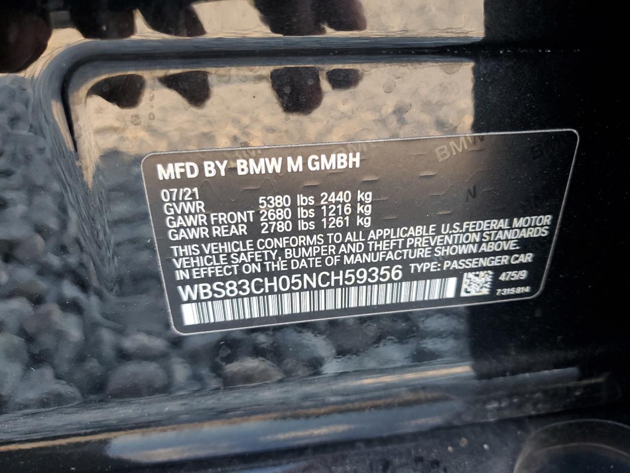 2022 BMW M5 VIN: WBS83CH05NCH59356 Lot: 90437585