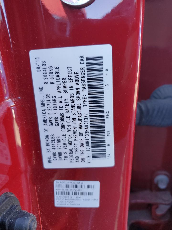 2017 Acura Tlx VIN: 19UUB1F33HA001377 Lot: 92925555