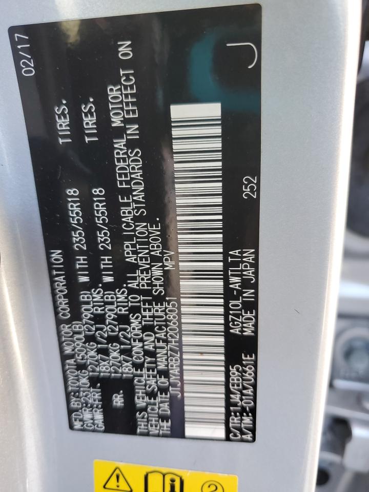 2017 Lexus Nx 200T Base VIN: JTJYARBZ7H2068051 Lot: 92447925