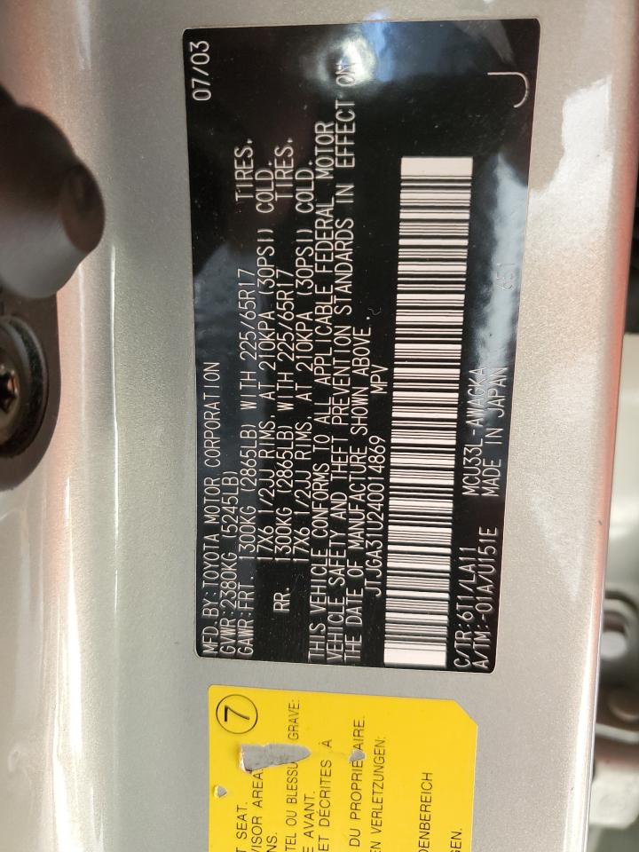 2004 Lexus Rx 330 VIN: JTJGA31U240014869 Lot: 91411735