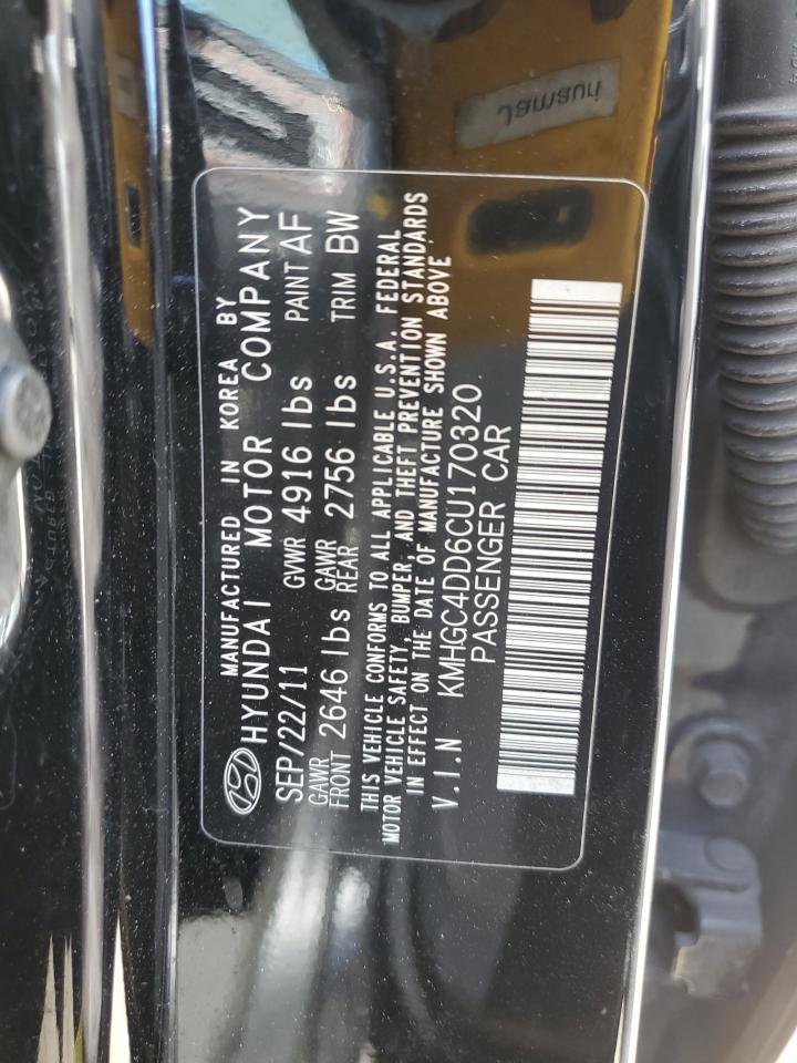 2012 Hyundai Genesis 3.8L VIN: KMHGC4DD6CU170320 Lot: 91838545