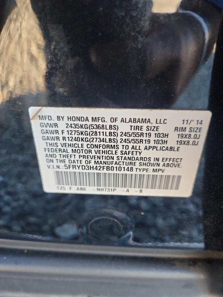 2015 Acura Mdx Technology VIN: 5FRYD3H42FB010148 Lot: 92492525