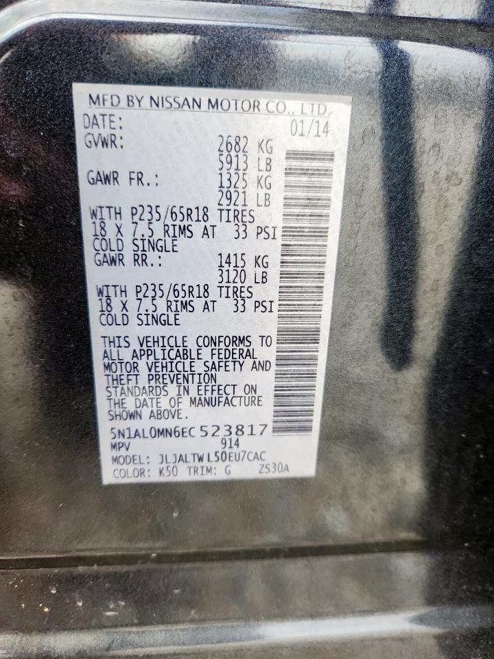 2014 Infiniti Qx60 VIN: 5N1AL0MN6EC523817 Lot: 93437125