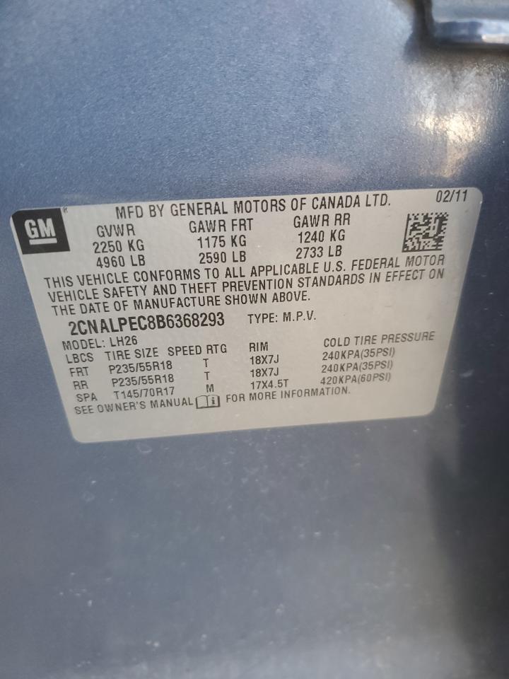 2011 Chevrolet Equinox Lt VIN: 2CNALPEC8B6368293 Lot: 92025805