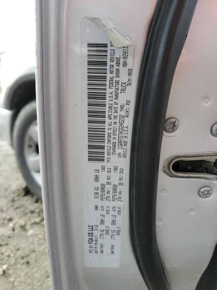 2016 Ram 1500 Slt VIN: 1C6RR7GT0GS245232 Lot: 93198205